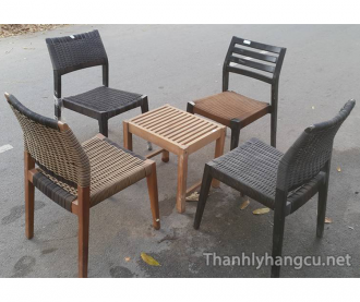 Thanh lý bàn ghế gỗ cafe 050